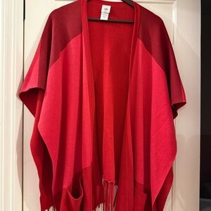 CAbi Two-Tone Red Poncho